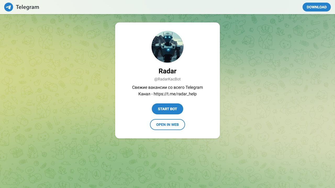 Публичный профиль Radar в Telegram